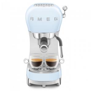 Máquina de espresso manual Smeg azul pastel retrô com bomba 15 bar, termobloco, vaporizador de leite e reservatório, 110V