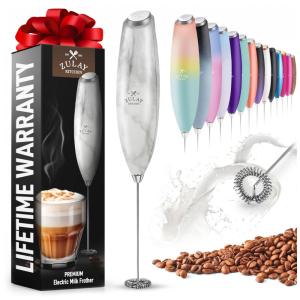 Espumador de Leite Elétrico Portátil para Café com Motor de Titânio e Alça Ergonômica, Branco Mármore