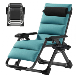 Cadeira Reclinável Ajustável Gravidade Zero com Apoio de Cabeça e Porta Copos, DoCred, Verde