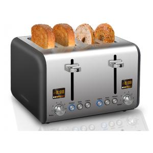 Torradeira Elétrica 4 Fatias com 7 Níveis de Tostagem, 1800W, 110v, SEEDEEM, Prateado