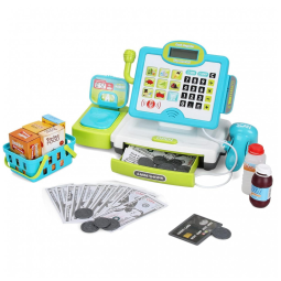 Caixa Registradora FS 45 Peças com Scanner, Microfone e Alimentos para Crianças 3-7 Anos