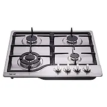 Cooktop a gás de embutir 60 cm Deli-Kit inox 4 queimadores dupla alimentação GN/GLP acendimento 110V