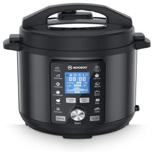 MOOSOO Panela de Pressão 13 em 1 Elétrica de 5.6L com Tela LCD, 1000W, 110V, Preta