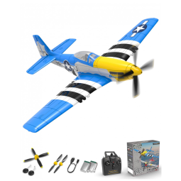 Avião de Controle Remoto com Sistema de Estabilização Xpilot e Acrobáticas, VOLANTEXRC P51, Azul