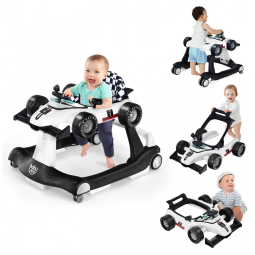 Andador Infantil Interativo 4 em 1 com Sons, Luzes e Atividades, Baby Joy, Branco
