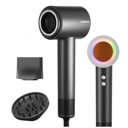 Secador de Cabelo, Secador de Alta Velocidade Profissional de 160.000 RPM com 2 Bilhões de Íons Negativos - Preto e Cinza