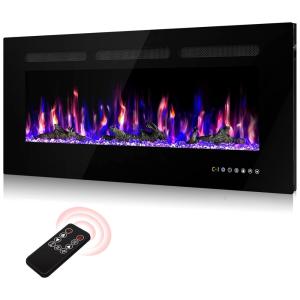 Lareira Elétrica de Embutir A45x106L com Controle Remoto e Temporizador, 110V, ALPACA, Preta