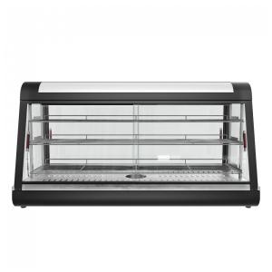Expositor de Alimentos Aquecido Comercial Anpuce Preto 3 Níveis Vidro Temperado LED Ajustável 89x48x64cm 1500W