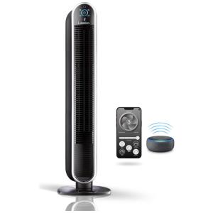 Ventilador de Torre Oscilante Inteligente Conectado por Wi Fi e Controle de Voz, 5 Velocidades, 110V 52W, Lasko T40733, Preto