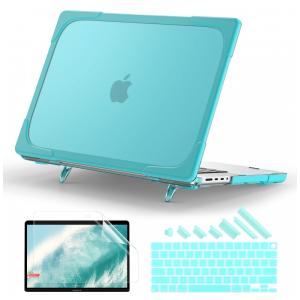 Capa Rígida Batianda MacBook Pro 16" Azul Claro – Modelos A3403, A3186, A2991, A2780, A2485 com Suporte Dobrável