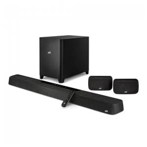 Barra de som Polk Audio MagniFi Max AX SR 7.1.2 com subwoofer sem fio de 25 cm e caixas surround SR2, Dolby Atmos e DTS:X, preta
