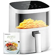 Fritadeira Elétrica Airfryer 8 em 1 3,7L com Janela, Painel Digital e Cesto Antiaderente para 2-4 Pessoas 110V 1550W Branca