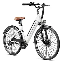 Bicicleta Elétrica Jasion YC1 ST Branco Puro 1200W Motor Brushless Bateria Interna Removível 360Wh Pneus 66cm 7 Marchas Suspensão Dianteira