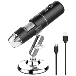 Microscópio Digital sem Fio com Câmera de Inspeção HD USB Ampliação de 50x 1000x, T TAKMLY MX200 B, Preto