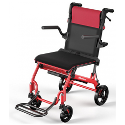 Cadeira de Rodas de Transporte Adulto Medorol Vermelha Dobrável Leve com Encosto Ajustável e Assento Respirável Modelo J023