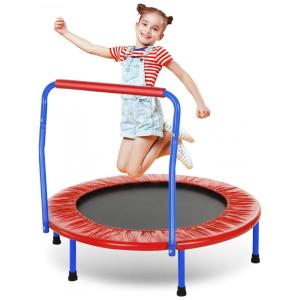 Cama Elastica Infantil com Diâmetro e Corrimão Ajustável para até 70 kg, FIOLEKEN, Vermelho