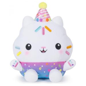 Gabby's Dollhouse Celebrações, Pelúcia Cakey Cat Festa de Confeitos, Animal de Pelúcia Interativo de 25cm com Sons, Brinquedo para Meninas