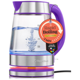 Chaleira Elétrica 1.7 Litros com Jarra de Vidro e Desligamento Automático, 110V 1500W, Roxa