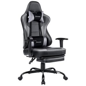 VON RACER Cadeira Gamer Ergonômica Ajustável com Apoio para os Pés, Preta