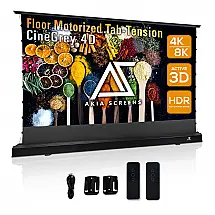 Tela de projeção motorizada piso 101" 16:9 Akia Screens CineGrey 4D cinza ALR para projetor longo alcance 110V