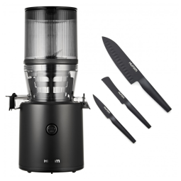 Extrator de Sucos Hurom Black H320 com Conjunto de Facas de Aço Alemão, Máquina de Suco de Pressão a Frio Autocomedora, Lâminas Revestidas