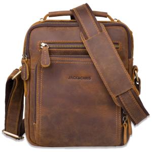 Jack Chris Bolsa Mensageiro de Couro Masculina Marrom JC5207 8