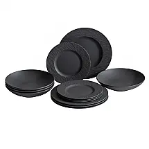Aparelho de Jantar Villeroy & Boch Manufacture Rock 12 Peças Porcelana Preto Fosco Serviço para 4