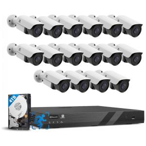 Sistema de Segurança Externa com Fio 16 Canais 4K 8MP NVR HDD de 4TB, 16 Câmeras, GWSECU, Branca