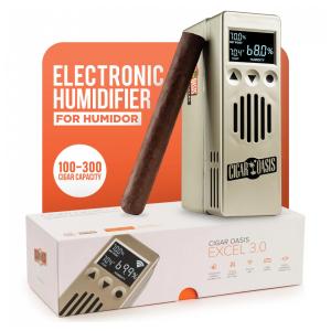 Umidificador Eletrônico para Umidores com Capacidade de 100 a 300 Charutos, 12V, Cigar Oasis Excel 3.0, Bege