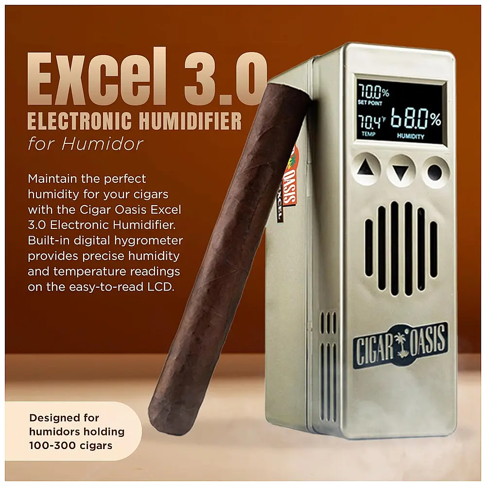 Humidificador Eletrônico Cigar Oasis Excel 3.0 com Display LCD para Charutos 100-300 Capacidade — foto 2