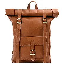 Mochila Unissex para Notebook de Couro Marrom Claro VOLKSY BAGS, Resistente e Elegante, Capacidade 15,6"