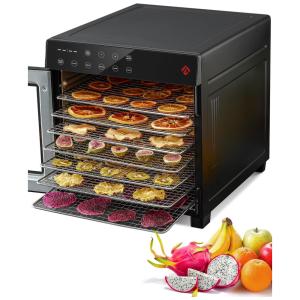 Desidratadora de Alimentos em Aço Inoxidável com 8 Bandejas, Temperatura Ajustável e Temporizador 48H, 110V 600W, BLAZANT, Preta