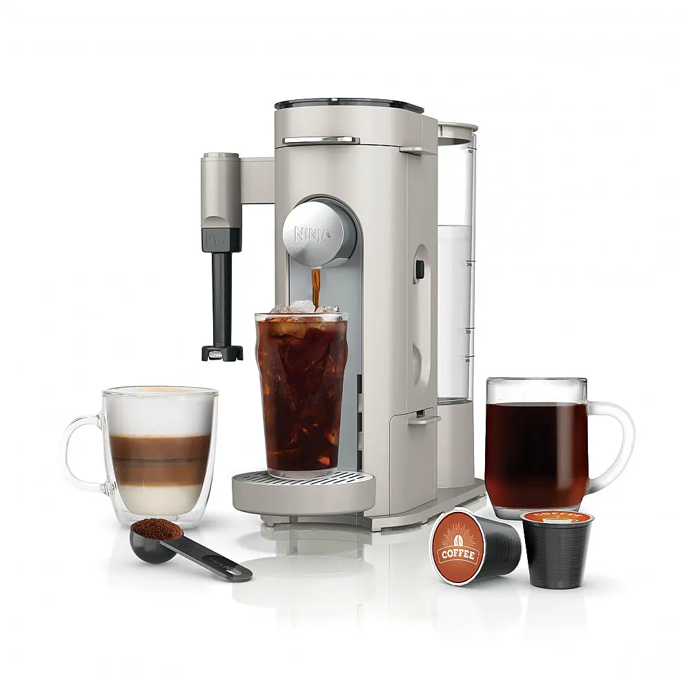 Cafeteira Ninja PB051ST 2-em-1 Cápsulas e Pó Espumador Pedra 1,65L 120V