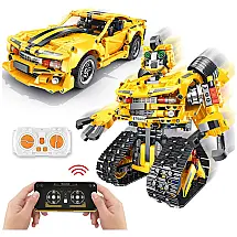 Robô Programável Educacional Science 901 Peças com Controle Remoto para Crianças Acima de 6 Anos, Amarelo