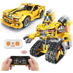 Robô Programável Educacional Science 901 Peças com Controle Remoto para Crianças Acima de 6 Anos, Amarelo