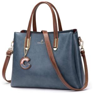 Cheruty Bolsa Feminina de Ombro em Couro Sintético, Azul