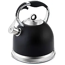 Chaleira de Chá 3L, com Apito, Aço Inoxidável SUS304, HIHUOS, Preto