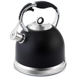 Chaleira de Chá 3L, com Apito, Aço Inoxidável SUS304, HIHUOS, Preto