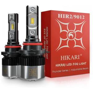 Kit Xenon Lâmpadas LED Branca 12000 Lumens 6000K 80W, 2 Peças, HIKARI WINGS 9012, HIR2, Preto