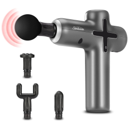 Massageador Pistola Elétrico Profissional Sem Fio 4 Acessórios e 4 Velocidades, SUNBEAM 32310007, Preto