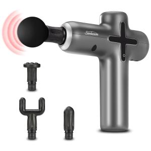 Massageador Pistola Elétrico Profissional Sem Fio 4 Acessórios e 4 Velocidades, SUNBEAM 32310007, Preto