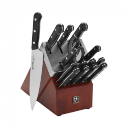 Conjunto de Facas em Aço Inoxidável com Afiador Embutido e Bloco de Bancada 16 Peças, HENCKELS 17555 016, Preto