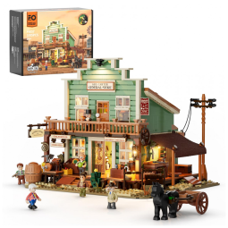 FUNWHOLE Western General Store - Conjunto de Blocos de Montar 1895 Peças - Velha Loja do Velho Oeste para Adultos e Amantes do Oeste