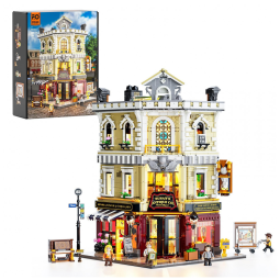 FUNWHOLE Loja Antiga Iluminada com 2847 Peças - Conjunto Modular de Tijolos para Montar Cidade Estilo Europeu