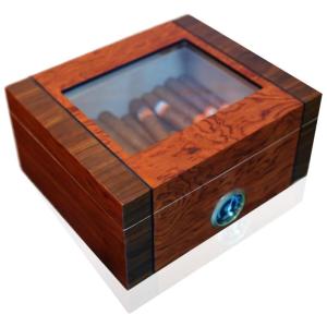Umidor Artesanal em Nogueira Preta e Jacarandá, Cedro Espanhol, Design Colorido, Tampa de Vidro e 100 Charutos,Nidivey