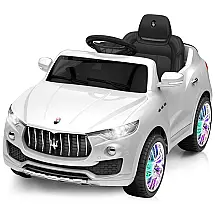 Costzon Carro Elétrico para Crianças, 1 Assento, Recarregável com Controle Remoto e MP3, Branco