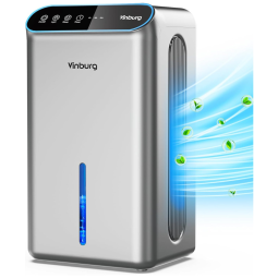 Desumidificador de Ar 2,5 Litros Vinburg para Ambientes de até 74m²: Silencioso, com Mangueira de Drenagem, Filtro Lavável, Modo Noturno