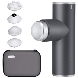 Massageador Pistola Elétrico Profissional Sem Fio com 4 Acessórios e 3 Velocidades 2800 RPM, MEDCURSOR MMG0501, Cinza