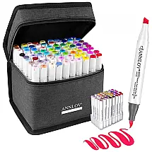 Kit de Canetas Profissionais com Pontas Duplas e Bolsa, 80 Peças, ANNLOV
