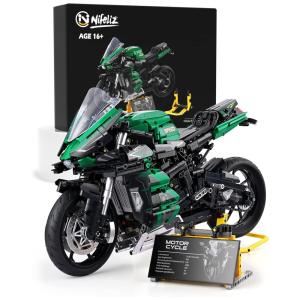 Kit de Construção Motocicleta H2 com 2088 Peças, Nifeliz, Verde
